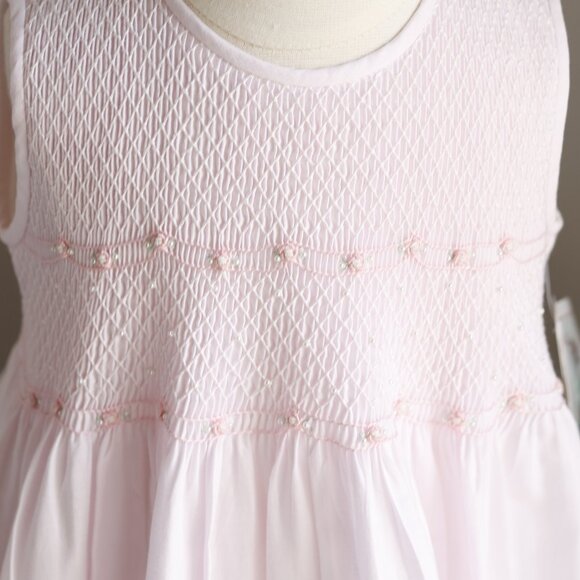 Pink Smocked Heirloom Dress 100% Cotton Pearls Hand Embroidery Size 4 NWT - Picture 2 of 8